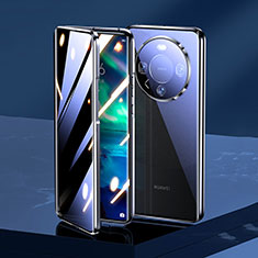 Coque Rebord Bumper Luxe Aluminum Metal Miroir 360 Degres Housse Etui Aimant pour Huawei Mate 60 Pro Noir