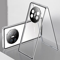Coque Rebord Bumper Luxe Aluminum Metal Miroir 360 Degres Housse Etui Aimant pour Huawei Mate X3 Argent
