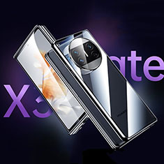 Coque Rebord Bumper Luxe Aluminum Metal Miroir 360 Degres Housse Etui Aimant pour Huawei Mate X3 Noir
