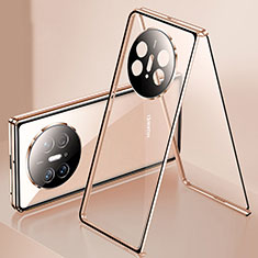 Coque Rebord Bumper Luxe Aluminum Metal Miroir 360 Degres Housse Etui Aimant pour Huawei Mate X3 Or