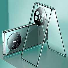 Coque Rebord Bumper Luxe Aluminum Metal Miroir 360 Degres Housse Etui Aimant pour Huawei Mate X3 Vert