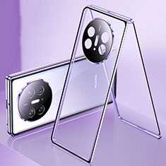 Coque Rebord Bumper Luxe Aluminum Metal Miroir 360 Degres Housse Etui Aimant pour Huawei Mate X3 Violet