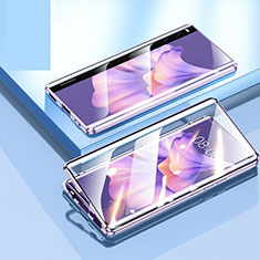 Coque Rebord Bumper Luxe Aluminum Metal Miroir 360 Degres Housse Etui Aimant pour Huawei Mate Xs 2 Violet