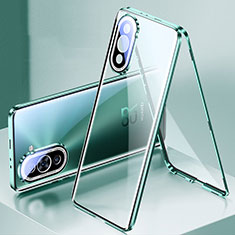 Coque Rebord Bumper Luxe Aluminum Metal Miroir 360 Degres Housse Etui Aimant pour Huawei Nova 10 Pro Vert