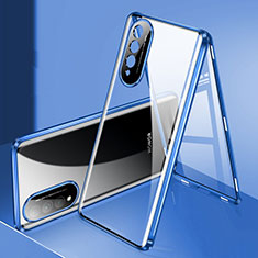 Coque Rebord Bumper Luxe Aluminum Metal Miroir 360 Degres Housse Etui Aimant pour Huawei Nova 10z Bleu