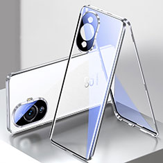 Coque Rebord Bumper Luxe Aluminum Metal Miroir 360 Degres Housse Etui Aimant pour Huawei Nova 11 Pro Argent