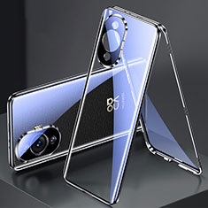 Coque Rebord Bumper Luxe Aluminum Metal Miroir 360 Degres Housse Etui Aimant pour Huawei Nova 11 Pro Noir