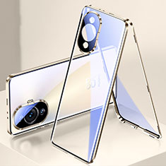 Coque Rebord Bumper Luxe Aluminum Metal Miroir 360 Degres Housse Etui Aimant pour Huawei Nova 11 Pro Or