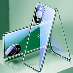 Coque Rebord Bumper Luxe Aluminum Metal Miroir 360 Degres Housse Etui Aimant pour Huawei Nova 11 Pro Vert