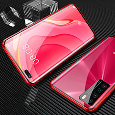 Coque Rebord Bumper Luxe Aluminum Metal Miroir 360 Degres Housse Etui Aimant pour Huawei Nova 7 Pro 5G Rouge