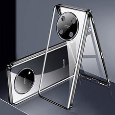 Coque Rebord Bumper Luxe Aluminum Metal Miroir 360 Degres Housse Etui Aimant pour Huawei Nova Y90 Noir