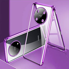 Coque Rebord Bumper Luxe Aluminum Metal Miroir 360 Degres Housse Etui Aimant pour Huawei Nova Y90 Violet