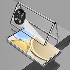 Coque Rebord Bumper Luxe Aluminum Metal Miroir 360 Degres Housse Etui Aimant pour Huawei Nova Y91 Argent