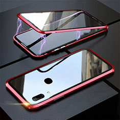 Coque Rebord Bumper Luxe Aluminum Metal Miroir 360 Degres Housse Etui Aimant pour Huawei P Smart Z Rouge