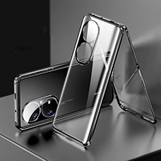 Coque Rebord Bumper Luxe Aluminum Metal Miroir 360 Degres Housse Etui Aimant pour Huawei P50 Pro Noir