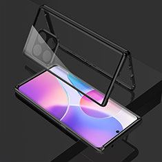 Coque Rebord Bumper Luxe Aluminum Metal Miroir 360 Degres Housse Etui Aimant pour OnePlus 10 Pro 5G Noir