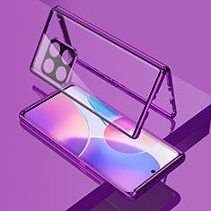 Coque Rebord Bumper Luxe Aluminum Metal Miroir 360 Degres Housse Etui Aimant pour OnePlus 10 Pro 5G Violet