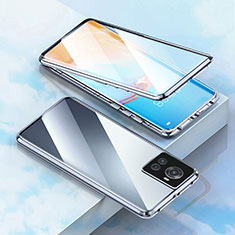 Coque Rebord Bumper Luxe Aluminum Metal Miroir 360 Degres Housse Etui Aimant pour OnePlus 10R 5G Argent