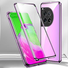 Coque Rebord Bumper Luxe Aluminum Metal Miroir 360 Degres Housse Etui Aimant pour OnePlus 12 5G Violet