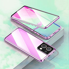 Coque Rebord Bumper Luxe Aluminum Metal Miroir 360 Degres Housse Etui Aimant pour OnePlus Ace 2V 5G Violet