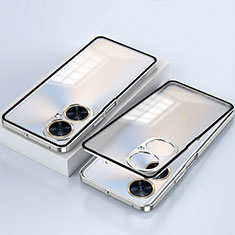 Coque Rebord Bumper Luxe Aluminum Metal Miroir 360 Degres Housse Etui Aimant pour OnePlus Nord CE 3 5G Argent