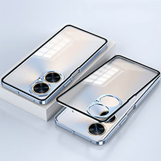Coque Rebord Bumper Luxe Aluminum Metal Miroir 360 Degres Housse Etui Aimant pour OnePlus Nord CE 3 5G Bleu