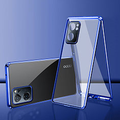Coque Rebord Bumper Luxe Aluminum Metal Miroir 360 Degres Housse Etui Aimant pour OnePlus Nord N300 5G Bleu