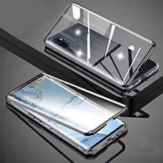 Coque Rebord Bumper Luxe Aluminum Metal Miroir 360 Degres Housse Etui Aimant pour Oppo A53 Noir
