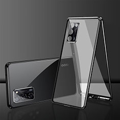Coque Rebord Bumper Luxe Aluminum Metal Miroir 360 Degres Housse Etui Aimant pour Oppo A53s 5G Noir