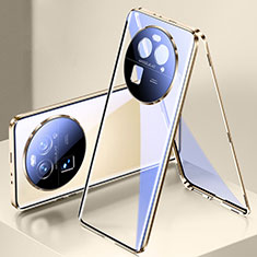 Coque Rebord Bumper Luxe Aluminum Metal Miroir 360 Degres Housse Etui Aimant pour Oppo Find X6 Pro 5G Or
