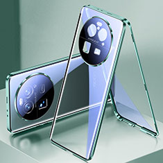 Coque Rebord Bumper Luxe Aluminum Metal Miroir 360 Degres Housse Etui Aimant pour Oppo Find X6 Pro 5G Vert