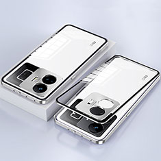 Coque Rebord Bumper Luxe Aluminum Metal Miroir 360 Degres Housse Etui Aimant pour Realme GT Neo5 5G Argent
