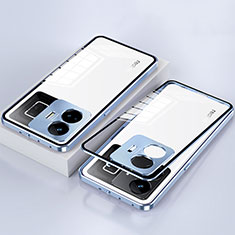 Coque Rebord Bumper Luxe Aluminum Metal Miroir 360 Degres Housse Etui Aimant pour Realme GT3 5G Bleu