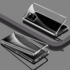 Coque Rebord Bumper Luxe Aluminum Metal Miroir 360 Degres Housse Etui Aimant pour Realme V11 5G Argent