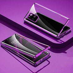 Coque Rebord Bumper Luxe Aluminum Metal Miroir 360 Degres Housse Etui Aimant pour Realme V11 5G Violet