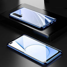 Coque Rebord Bumper Luxe Aluminum Metal Miroir 360 Degres Housse Etui Aimant pour Realme X50 Pro 5G Bleu