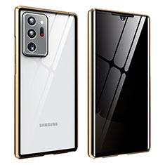 Coque Rebord Bumper Luxe Aluminum Metal Miroir 360 Degres Housse Etui Aimant pour Samsung Galaxy Note 20 Ultra 5G Or