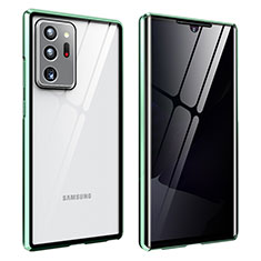 Coque Rebord Bumper Luxe Aluminum Metal Miroir 360 Degres Housse Etui Aimant pour Samsung Galaxy Note 20 Ultra 5G Pastel Vert