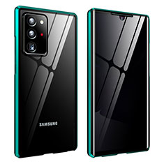 Coque Rebord Bumper Luxe Aluminum Metal Miroir 360 Degres Housse Etui Aimant pour Samsung Galaxy Note 20 Ultra 5G Vert