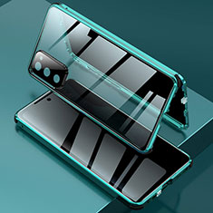 Coque Rebord Bumper Luxe Aluminum Metal Miroir 360 Degres Housse Etui Aimant pour Samsung Galaxy S20 FE (2022) 5G Vert