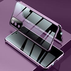 Coque Rebord Bumper Luxe Aluminum Metal Miroir 360 Degres Housse Etui Aimant pour Samsung Galaxy S20 FE (2022) 5G Violet