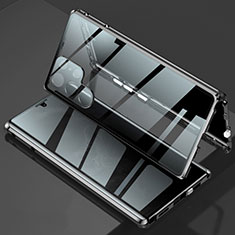 Coque Rebord Bumper Luxe Aluminum Metal Miroir 360 Degres Housse Etui Aimant pour Samsung Galaxy S21 Ultra 5G Noir