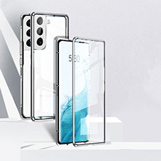Coque Rebord Bumper Luxe Aluminum Metal Miroir 360 Degres Housse Etui Aimant pour Samsung Galaxy S23 Plus 5G Argent