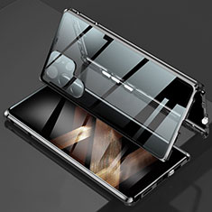 Coque Rebord Bumper Luxe Aluminum Metal Miroir 360 Degres Housse Etui Aimant pour Samsung Galaxy S24 Ultra 5G Noir