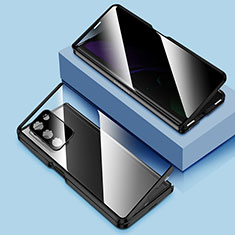 Coque Rebord Bumper Luxe Aluminum Metal Miroir 360 Degres Housse Etui Aimant pour Samsung Galaxy Z Fold2 5G Noir