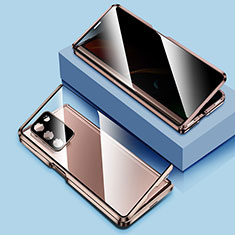 Coque Rebord Bumper Luxe Aluminum Metal Miroir 360 Degres Housse Etui Aimant pour Samsung Galaxy Z Fold2 5G Or