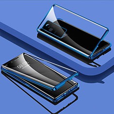 Coque Rebord Bumper Luxe Aluminum Metal Miroir 360 Degres Housse Etui Aimant pour Vivo iQOO 7 5G Bleu