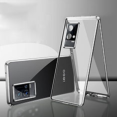 Coque Rebord Bumper Luxe Aluminum Metal Miroir 360 Degres Housse Etui Aimant pour Vivo iQOO 8 Pro 5G Argent