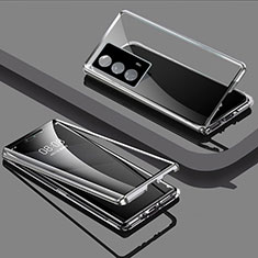 Coque Rebord Bumper Luxe Aluminum Metal Miroir 360 Degres Housse Etui Aimant pour Vivo iQOO Z5 5G Argent