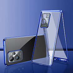 Coque Rebord Bumper Luxe Aluminum Metal Miroir 360 Degres Housse Etui Aimant pour Vivo iQOO Z6 5G Bleu